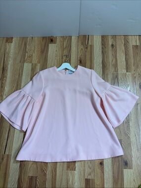 Edit Round Neck 3/4 Sleeve Zip Blouse Size L
